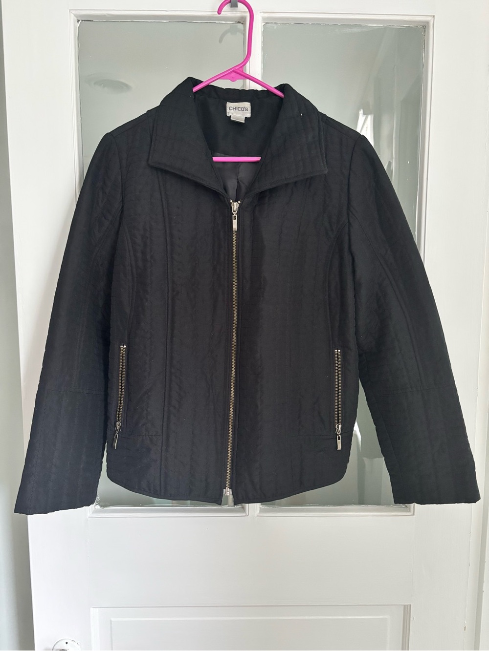 Chicos Quilted Moto Jacket, Size L